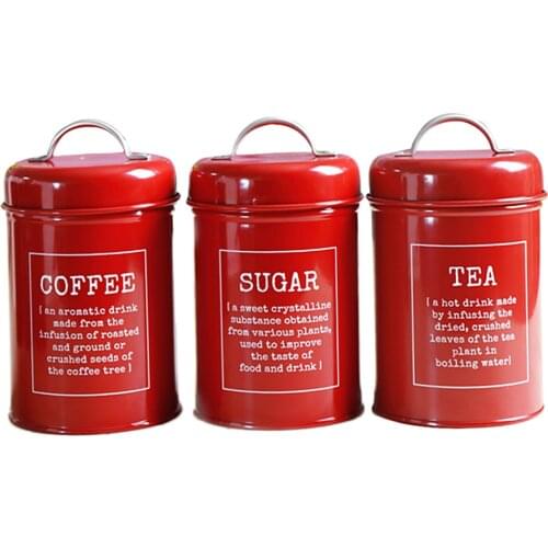 3pcs Tea Coffee Sugar Kitchen Storage Canisters Jars Pots Containers Tins