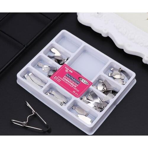36 pcs Dental Saddle Contoured Metal Matrices Matrix Universal Kit with Spring Clip