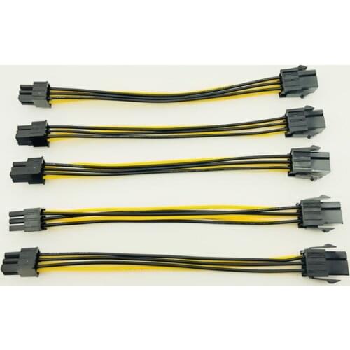 5PCS 20CM 6Pin to 6 Pin PCI Express PCIe Power Extension Cable 6Pin Connector Male to Female Graphics Card Power Extension Cable