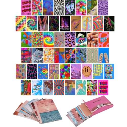 50Pcs Anime Colorful Abstract Style Wall Art Collage Kit Modern Minimalist Aesthetic Picture Poster for Teenages Room Decor