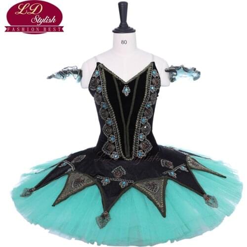 Adult Black Ballet Tutu Swan Lake Performance Stage Wear Women Green Ballet Dance Competition Costumes Girl Ballet Skirt Apperal