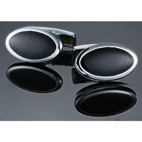 Free shipping, elliptical black Cufflinks fashion mens shirt cuff button senior designer exclusive design shirt button