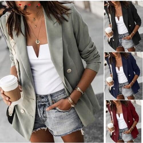 2020 Blazer Women Long Sleeve Jackets Fashion Slim Female Work Office Lady Small Suit Coat Solid Spring Casual Womens Blazer