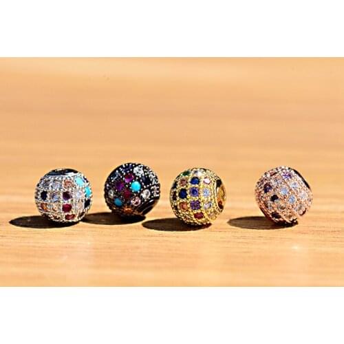 2019 Charms Ball&Round Copper Beads For Jewelry Making Colorful Micro Pave Cubic Zirconia Beads For Diy Bracelet BD535