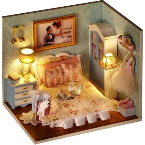 DIY Model Miniature Dollhouse With Furnitures LED 3D Wooden House Toys Handmade Crafts Birthday Gifts For Children H010