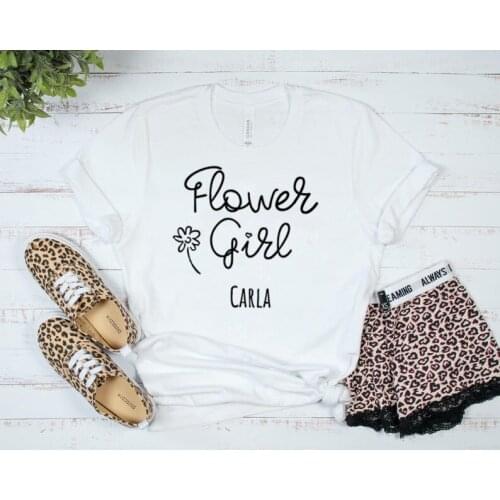 Flower Girl Wedding Shower Custom Bridal Party Girls Wedding T-Shirt Party Shirt Aesthetic 100% Cotton O Neck Short Sleeve y2k