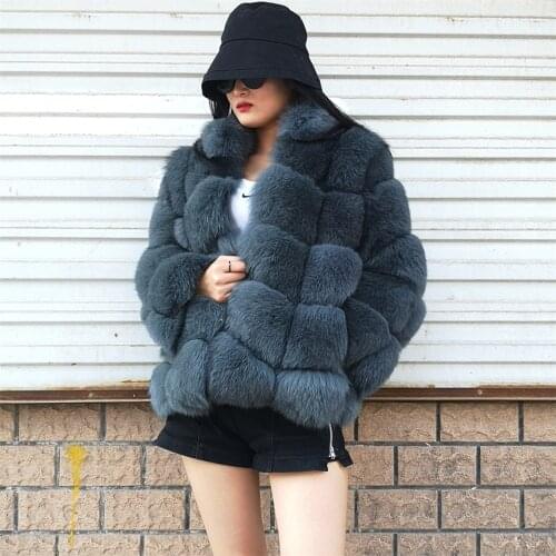 Real Fox Fur Jacket Full Sleeves Plus Size Plush Natural Fur Womens Luxury Winter Jacket NEW High Quality Fox Fur Vest 2021