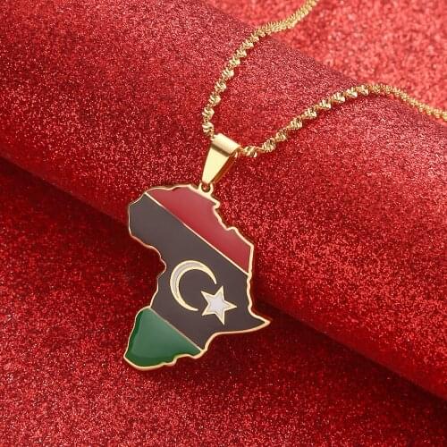 Africa Map & Libya Map Pendant Necklaces Silver Color Gold Color Jewelry Map Libya Gift