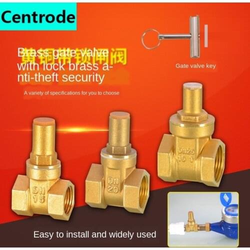 1/2IN 3/4IN brass lock gate valve triangle key switch water valve 1 inch buckle water meter front anti-theft lock valve