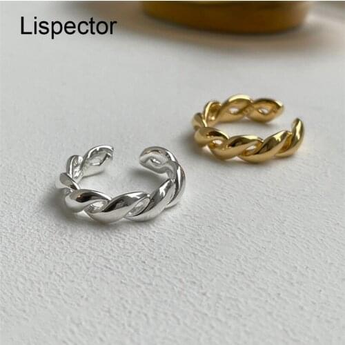 Lispector 925 Sterling Silver Korean Twisted Weave Rings for Women Men Chic Braided Rope Shape Punk Ring Unisex Jewelry Gifts
