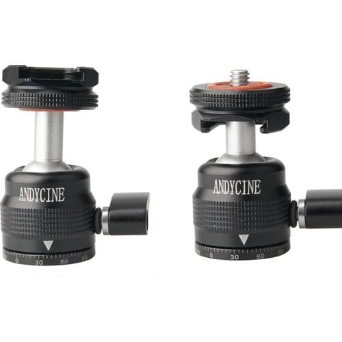 Mini Ball Head 360 Degree Rotating Panoramic with 1/4inch Screw Cold Shoe Mount 90 Degree Vertical Tilt Adapter for DSLR Camera