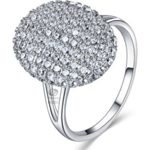 Fashion New Full Crystal Ring for Women Party Crystal Oval Ring Jewelry Gift