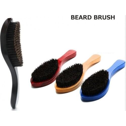 1PCS Natural Wood Boar Bristle Beard Brush Mustache Mens Beard Brush Facial Hair Beard Care Shaving Brush Tool
