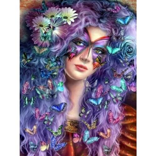 Color butterfly girl Needlework Cross stitch 14CT Unprinted Embroidery kit Art Cross-Stitching,DIY Handmade Home Decor