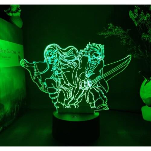 Kamado Brother and Sister 3D Visualization Night Lamp Cool Collection for Otaku Bedroom Decoration Manga Art Light on the table
