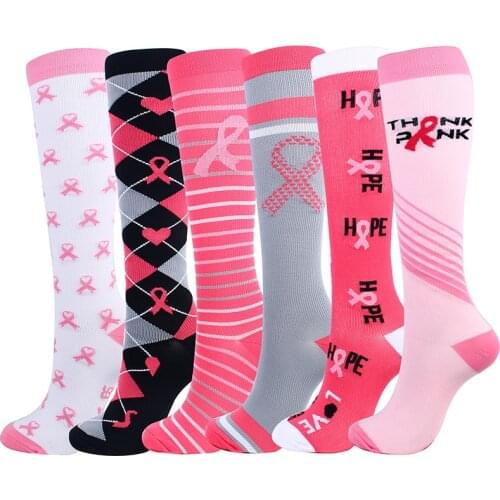 Professional Women Compression Sport Running Socks Breathable Elastic Nylon Cute Nurse Hiking Walking Cycling GYM Fitness Socks