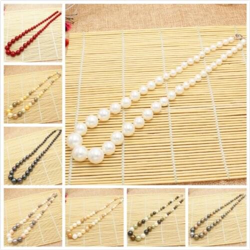 New Beautiful 8-16mm Multi-Color Shell Pearl Gradually Round Necklace 20" 10Colors,Necklace for Women Jewelry