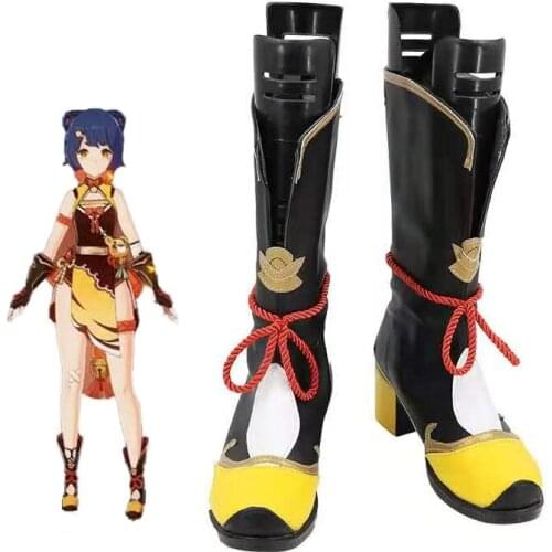 Game Genshin Impact Xiangling Boot Shoes Cosplay Xiangling Halloween Costume Accessories Women Men Fancy Boots