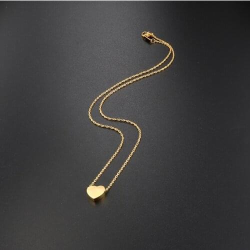 Gold Color Lovers Heart Choker Pendants Necklaces Stainless Steel Personalized Custom Chain Necklace for Women Wedding Gift