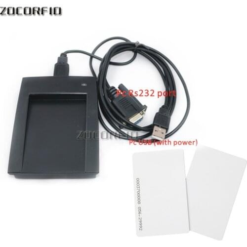 RS232 Access control RFID card reader Rs232 port 125KHZ RFID card reader / usb into DC5V black +2 pcs card