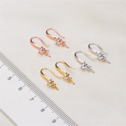 925 Silver Pearl Beads Stud Earrings Setting Base Diy Jewelry Making Findings&Components