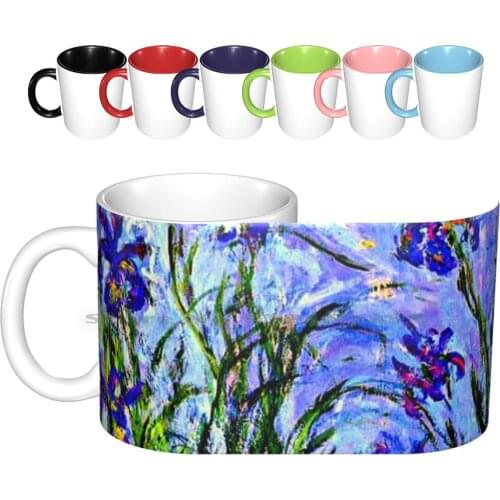 Masterpiece-Irises , Painting By Claude Ceramic Mugs Coffee Cups Milk Tea Mug Irises Claude Fine Art Painting Flowers Famous