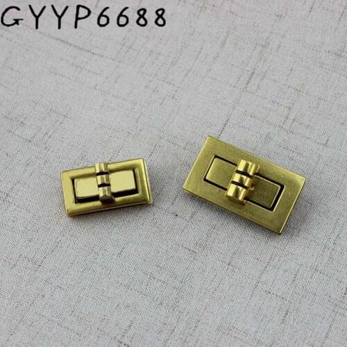 1set 10sets High quality Special gold twist turn rectangle lock for bag bright handbags hardware accessories leather