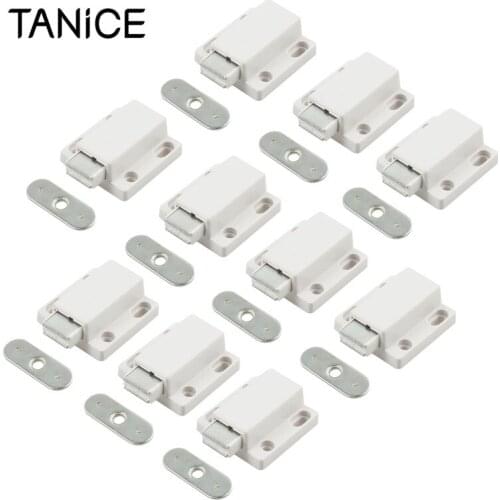 TANiCE 10Pcs Magnetic Pressure Catches & Counterplates For Wooden Door Used Release Kitchen Cabinet Doors Push To Open Latches