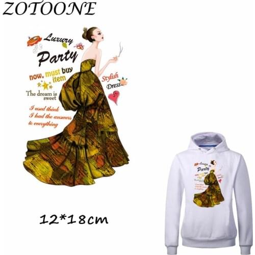 ZOTOONE Beautiful Girl Heat Transfer Patch Iron on Patches for Clothes Beaded Applique Clothes DIY T Shirt Accessory Decoration