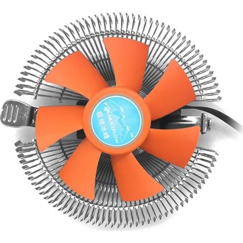 POLAR ICEFLOW Ultra Silent Chassis Cooling Fan Low Profile CPU Air Cooler with Orange Blades100mm Fan Aluminum Fins for AMD LGA
