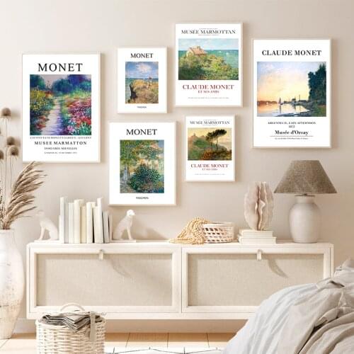 Claude Monet Exhibition Poster French Art Museum Canvas Print Abstract Painting Vintage Wall Art Picture Living Room Home Decor