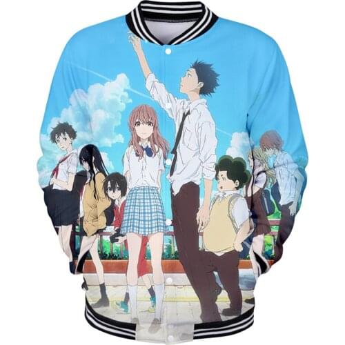 Japan Harajuku style A Silent Voice 3D Casual Long Sleeve Baseball Jacket Women Clothes fashion Kpop Tops