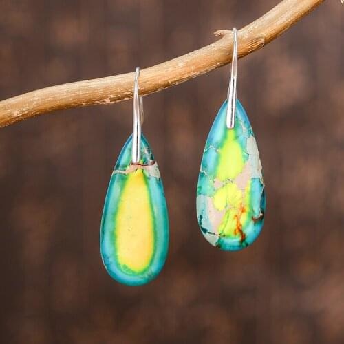 Women Luxury Earrings Natural Stones Teardrop Dangle Earrings Designer Elegant Earrings US European Jewelry Dropshipping