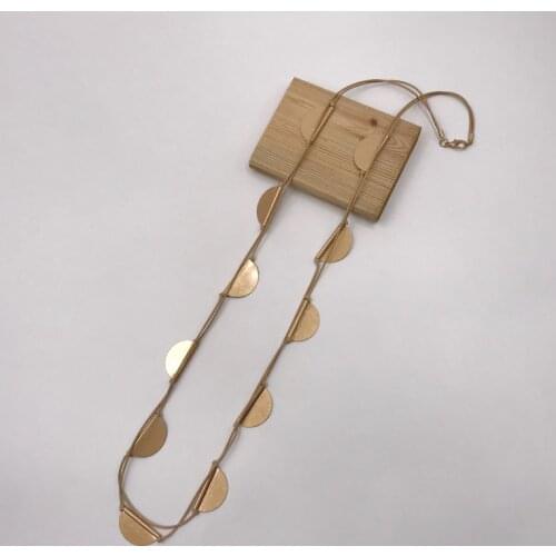 Kara&Kale Boho Fashion Jewelry Gothic Necklace Earthy Wax Cord Metal Half Discs Vintage Collares Long Necklace Women Accessories