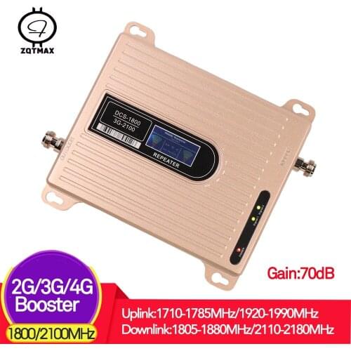 ZQTMAX Dual band B1 B3 Cellular Amplifier 1800 2G 4G lte booster WCDAM UMTS internet 3g repeater 2100 mobile signal booster