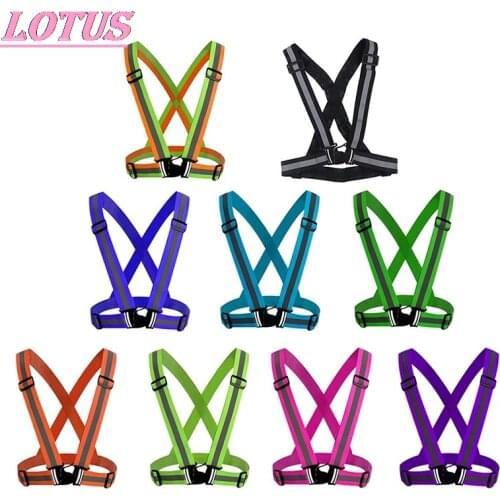 1PC Safety Adjustable Safety Reflective Visibility Striped Vest Jacket Highlight For Night Riding Cycling Sports Polymer Battery