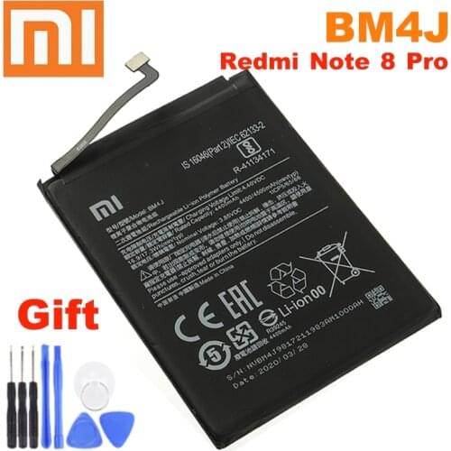 100% Original Battery BM4J For Xiaomi Redmi Note 8 Pro Note8 Pro Genuine Replacement Phone Battery +free tools 4500mAh