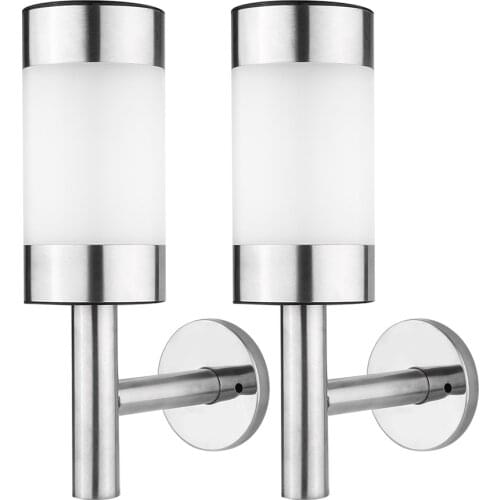 2Pcs Stainless Steel LED Solar Power Wall Mount Light Outdoor Garden Yard Sensor Lamp Solar LED Stainless Steel Wall Light