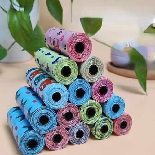 20pcs/Roll Pet Poop Bag Biodegradable Pet Poop Bag, Point-breaking Printing Pet Cleaning Bag Dog Poop Bags