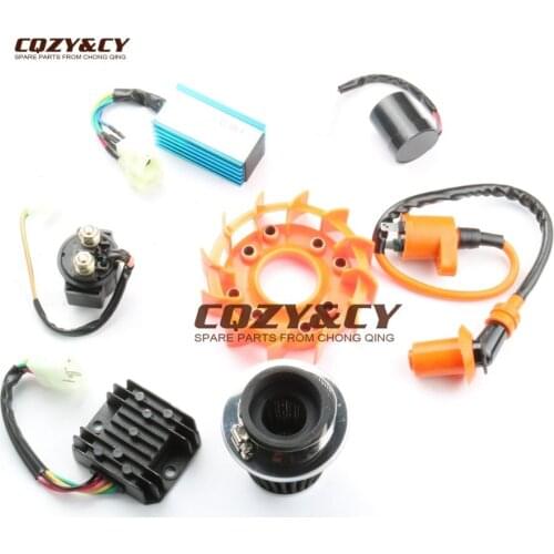 42mm Air Filter & Performance Coil AC CDI & Flasher & Relay & Fan Kit for GY6 ATV Kart Scooter 152QMI 157QMJ 125cc 150cc