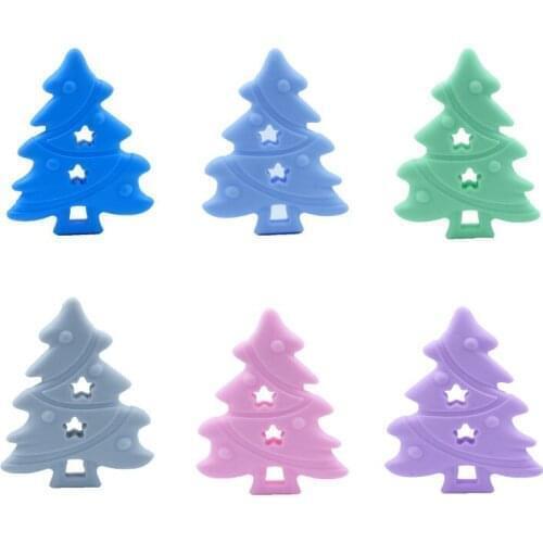 5PCS BPA Free Silicone Christmas Tree Teether Baby Pacifier Dummy Teething Moose Head Pendant Nursing DIY Sensory Food Grade Toy