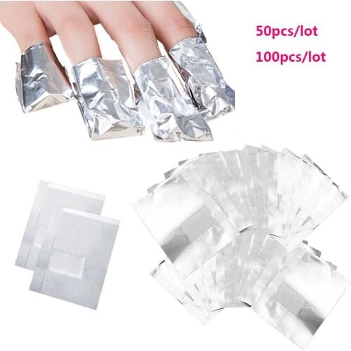 50pcs or 100Pcs Aluminium Foil Nail Art Soak Off Acrylic Gel Polish Nail Removal Wraps Remover Makeup Tool