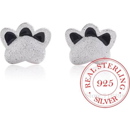 925 Sterling Silver Animals Cat Stud Earrings For Women Girls Female Wedding Fashion Christmas Gifts Jewelry A190
