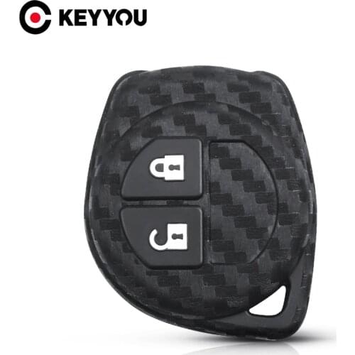 KEYYOU Key Rings Silicone Key Shell Case For Suzuki SX4 Swift Grand Vitara Liana Jimny Samurai Carbon Fiber Cover Styling