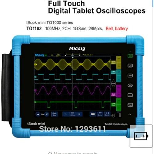 Digital Tablet Oscilloscope 100MHz 2CH 1G Sa/s Real Time Sampling Rate Protable Automotive Kit TO1102
