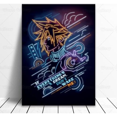 Final Fantasy 7 Game Poster Tifa Cloud and Aeris Canvas Painting Home Decoration Cartoon Movie Poster Wall Art Pictures