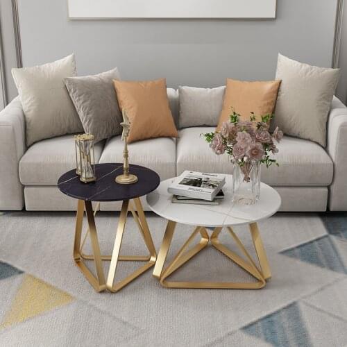 GY Italian Stone Plate Coffee Table Small Apartment Sofa round Combination Table Living Room Simple Marble Small Coffee Table