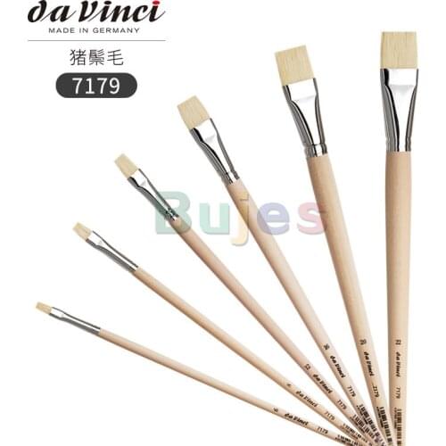 Da Vinci Student Series 7179 Oil and Acrylic Paint Brush, Bright White Chinese Bristles with Plainwood Handle, Size 1-50