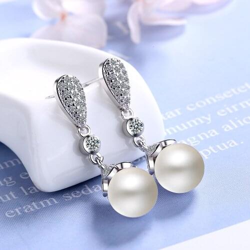 Classic 925 Sterling silver Clear Crystal Long Drop Earrings Teardrop Bridal Party Wedding Jewelry for Women Wholesale