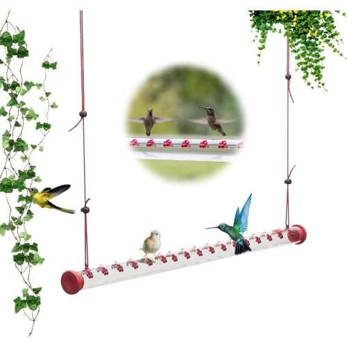 Hummingbird Feeder with Hole Transparent Pipe Easy to Use and Clean Bird Feeder Red Transparent Tube Suitable for Outdoors Deck